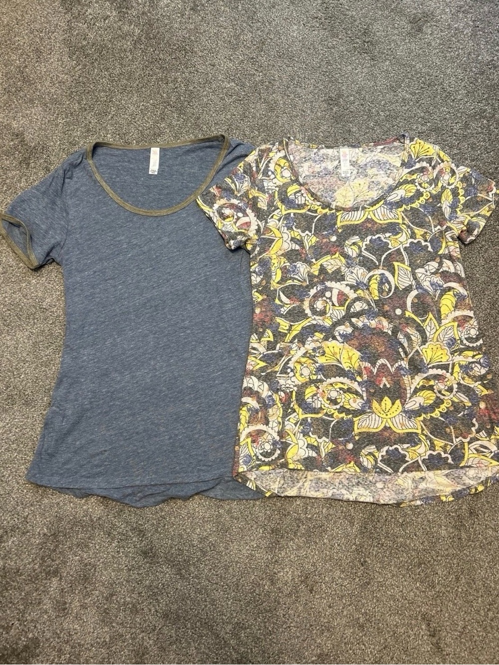LuLaRoe Multicolor Floral Tee with Yellow and Blue Accents